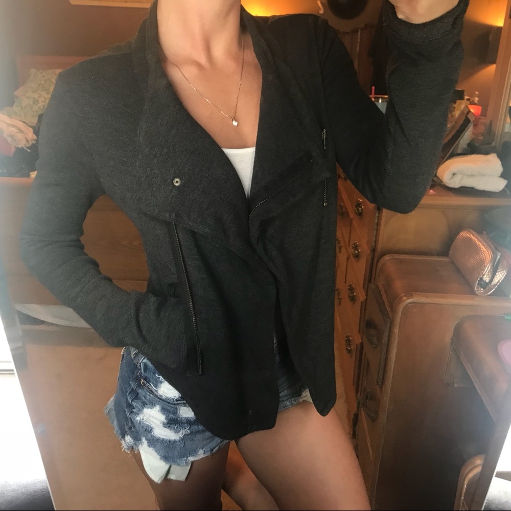 Grey Cotton Moto Jacket 🔥